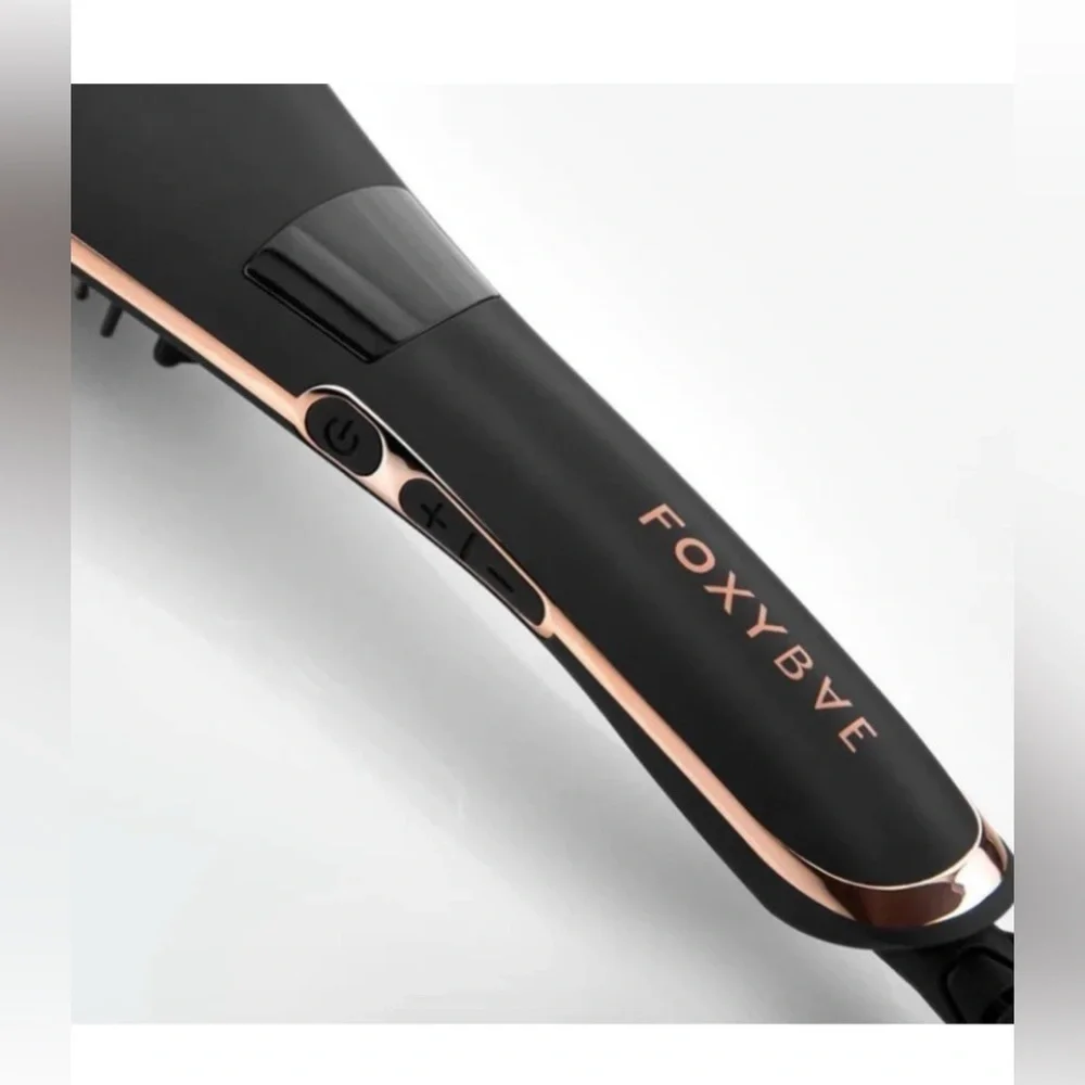 Foxybae Hair Straightening Brush Rose Gold Ceramic Tourmaline Pink Straightener